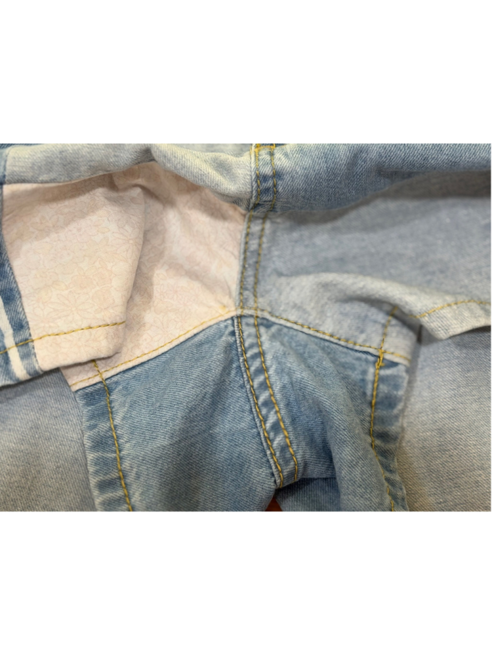 Easel Los Angeles Patchwork Denim Shorts Size M High Rise Boho Festival NWT - Picture 9 of 12